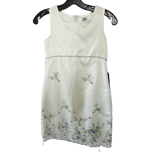 Mint Floral Overlay Child's Dress - Picture 1 of 6